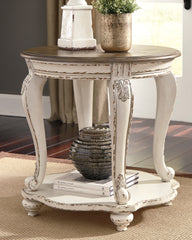 Hoover Furniture Outlet - Ashley Furniture - Realyn End Table - Round End Table / White/Brown - T743-6