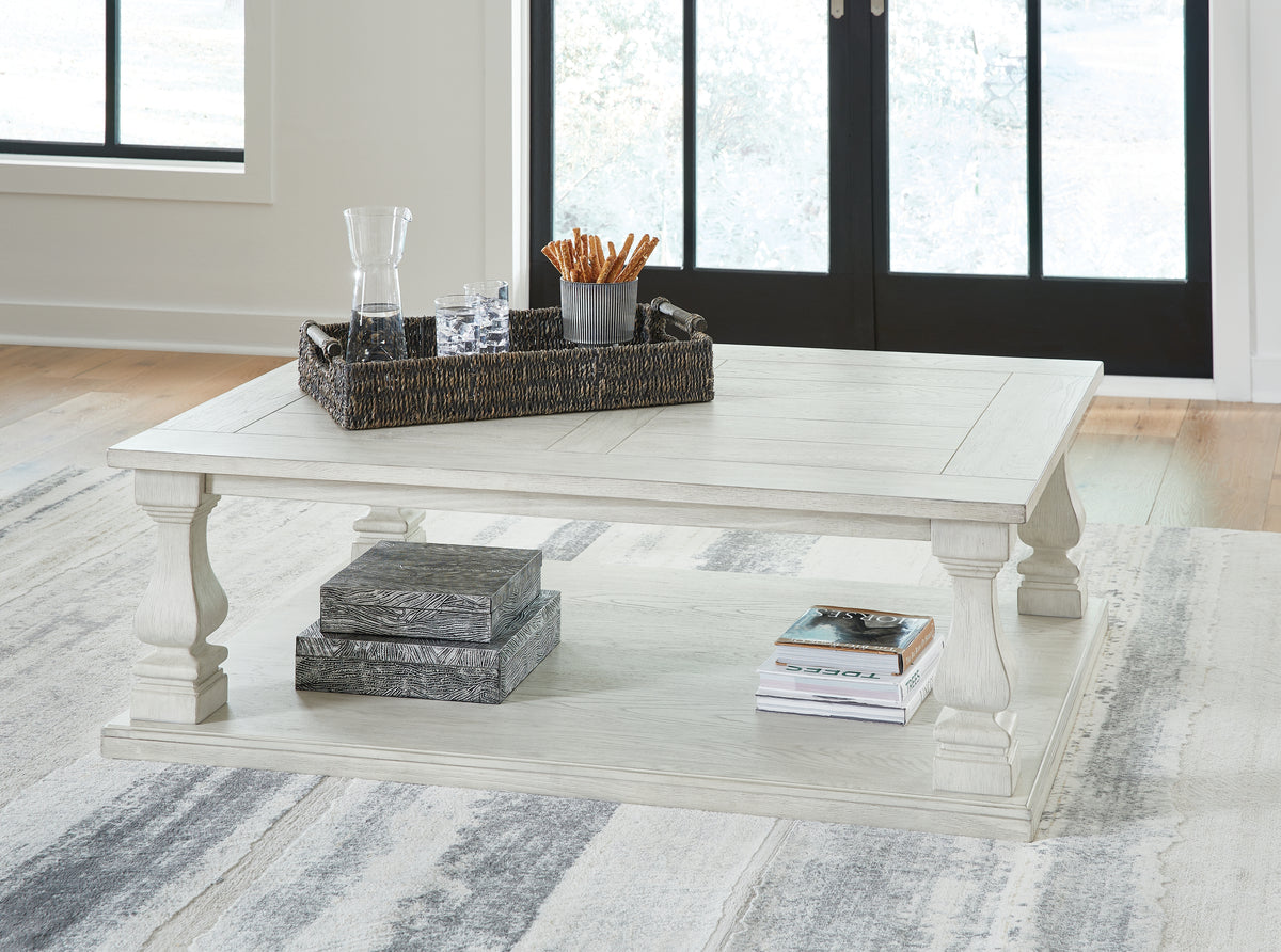 Hoover Furniture Outlet - Ashley Furniture - Arlendyne Coffee Table - Rectangular Cocktail Table / Antique White - T747-1