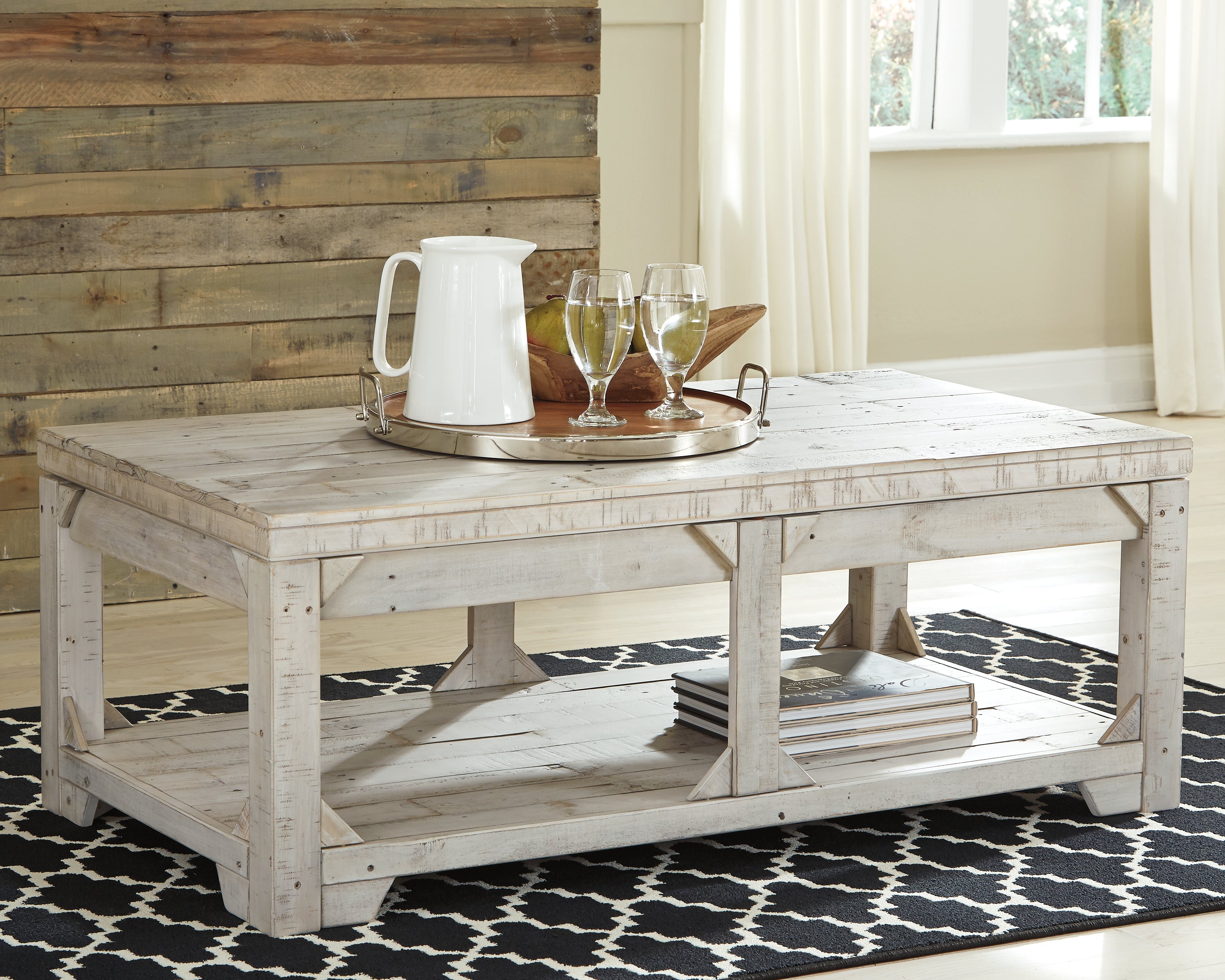 Hoover Furniture Outlet - Ashley Furniture - Fregine Coffee Table with Lift Top - Lift Top Cocktail Table / Whitewash - T755-9