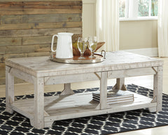 Hoover Furniture Outlet - Ashley Furniture - Fregine Coffee Table with Lift Top - Lift Top Cocktail Table / Whitewash - T755-9