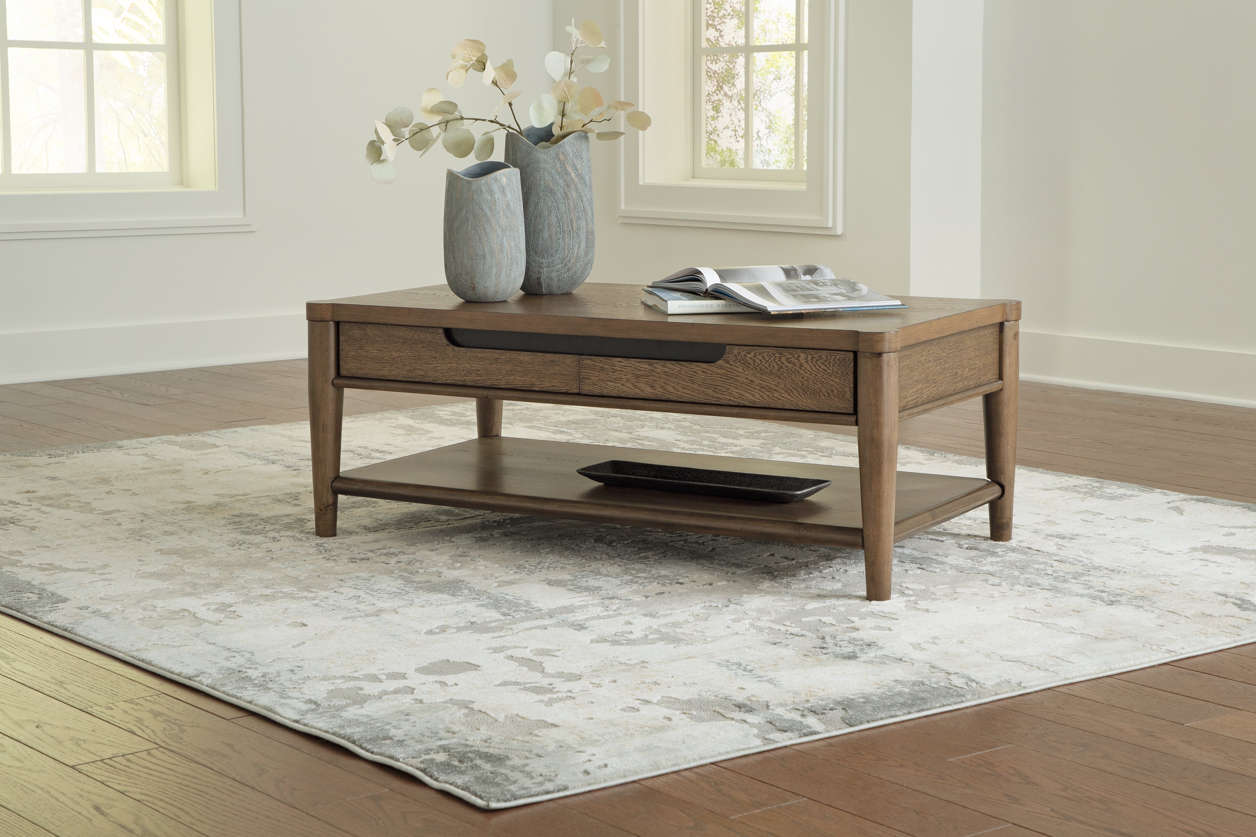 Hoover Furniture Outlet - Ashley Furniture - Roanhowe Coffee Table - Rectangular Cocktail Table / Brown - T769-1