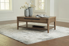 Hoover Furniture Outlet - Ashley Furniture - Roanhowe Coffee Table - Rectangular Cocktail Table / Brown - T769-1