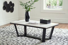 Hoover Furniture Outlet - Ashley Furniture - Fostead Coffee Table - Rectangular Cocktail Table / White/Espresso - T770-1