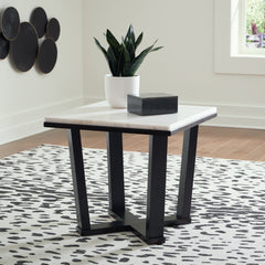 Hoover Furniture Outlet - Ashley Furniture - Fostead End Table - Square End Table / White/Espresso - T770-2