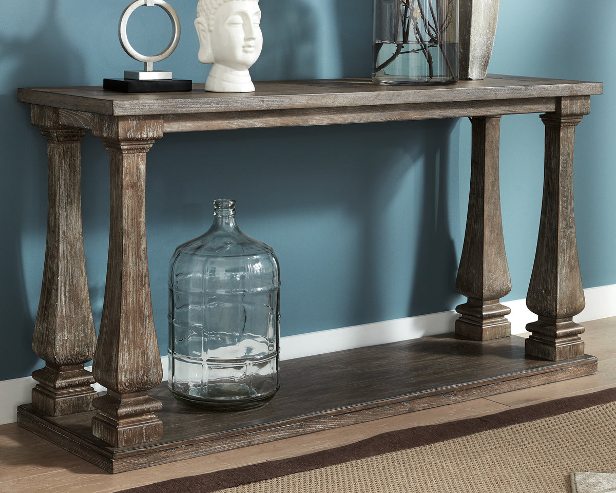 Hoover Furniture Outlet - Ashley Furniture - Johnelle Sofa Table - Sofa Table / Gray - T776-4