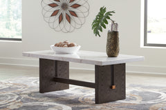 Hoover Furniture Outlet - Ashley Furniture - Burkhaus Coffee Table - Rectangular Cocktail Table / White/Dark Brown - T779-1