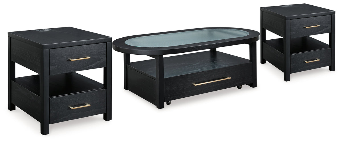 Hoover Furniture Outlet - Ashley Furniture - Winbardi Coffee Table and 2 End Tables - Coffee Table and 2 End Tables / Black - T786T1