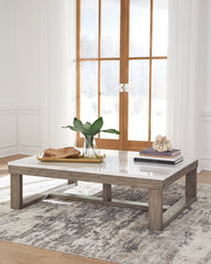 Hoover Furniture Outlet - Ashley Furniture - Loyaska Coffee Table - Rectangular Cocktail Table / Brown/Ivory - T789-1