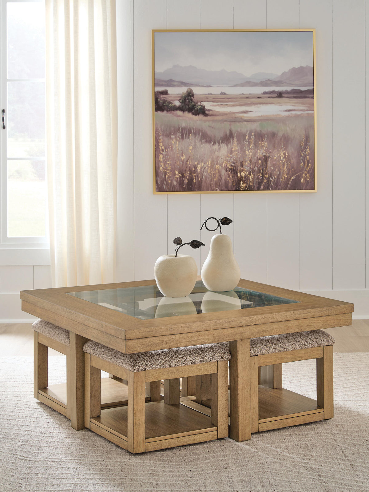 Hoover Furniture Outlet - Ashley Furniture - Wittenmyer Coffee Table with 4 Stools (Set of 5) - Cocktail TBL w/4 Stools (5/CN) - T794-20