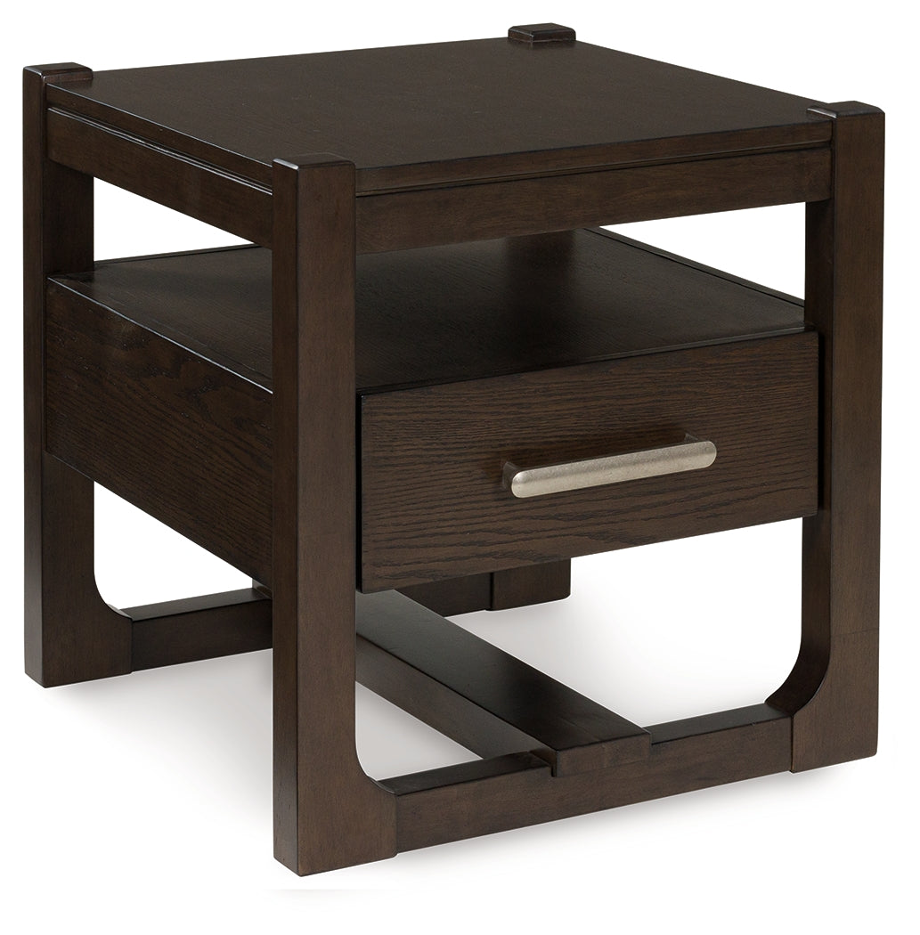 Hoover Furniture Outlet - Ashley Furniture - Breckington End Table - Square End Table / Dark Brown - T856-2