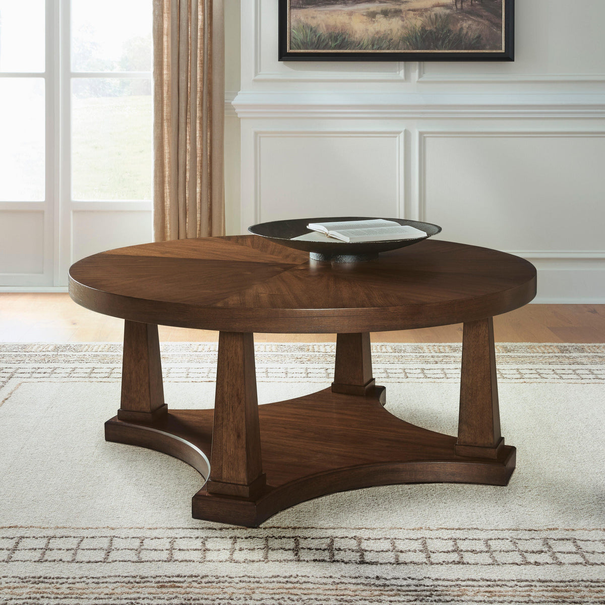 Hoover Furniture Outlet - Ashley Furniture - Rustic Plains Coffee Table - Round Cocktail Table - T877-8