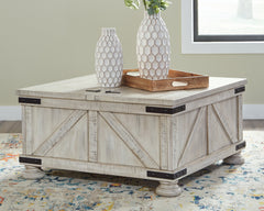 Hoover Furniture Outlet - Ashley Furniture - Carynhurst Coffee Table - Cocktail Table with Storage / Whitewash - T929-20
