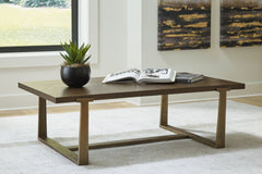 Hoover Furniture Outlet - Ashley Furniture - Balintmore Coffee Table - Rectangular Cocktail Table / Brown/Gold Finish - T967-1