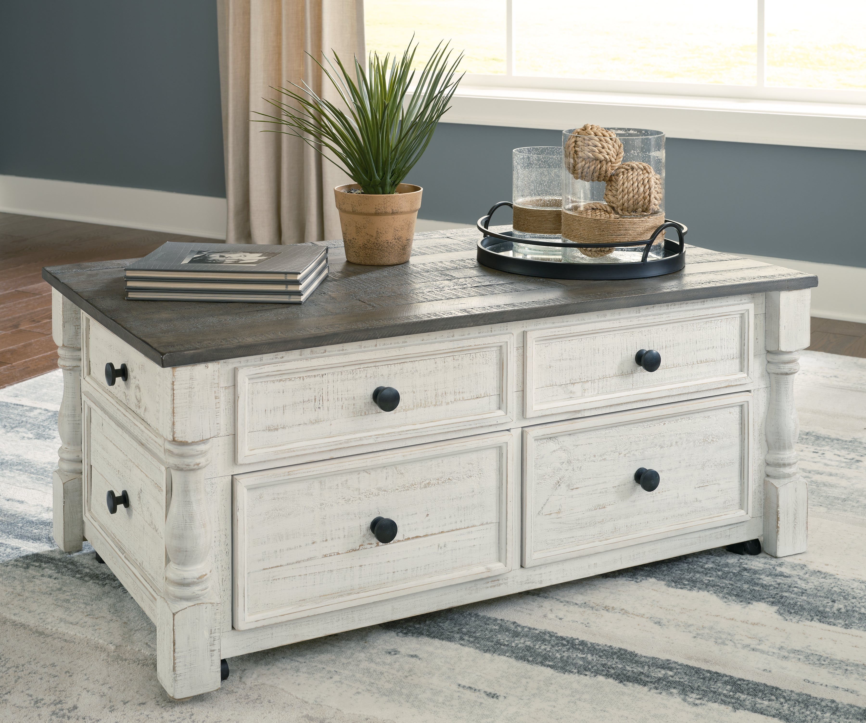 Hoover Furniture Outlet - Ashley Furniture - Havalance Lift-Top Coffee Table - Lift Top Cocktail Table / White/Gray - T994-20