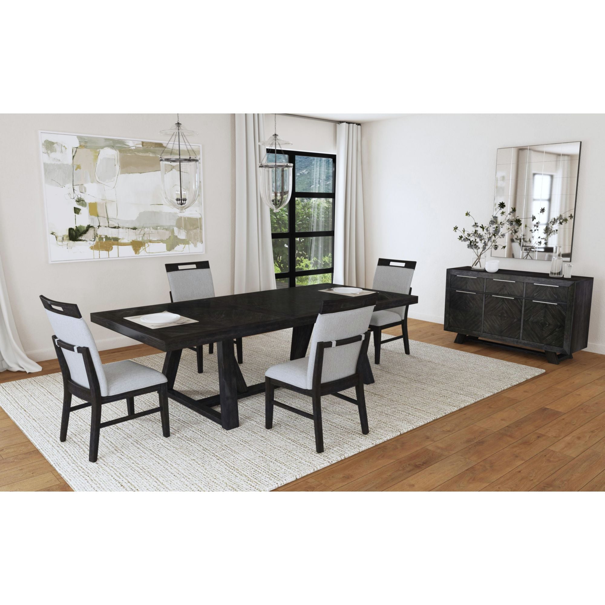 Transcend Dining Table with 22" Leaf in Charcoal – SKU D-12980-3-DT | Elements