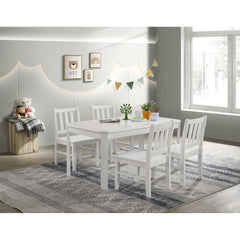 Travis Youth 5PC Dining Set with Table and 4 Chairs in White – SKU Y-14470-7-5DS | Elements