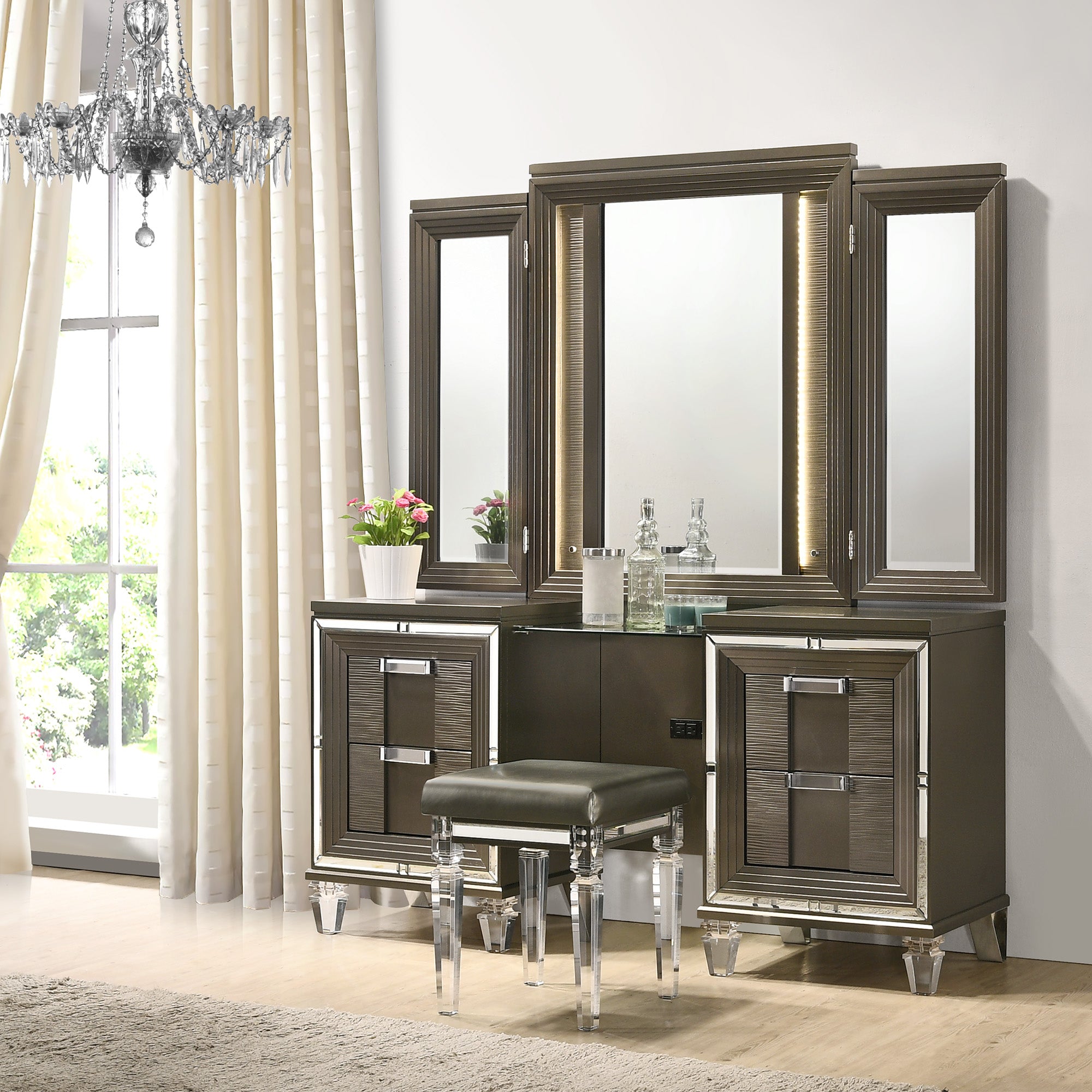 Twenty Nine Dressing Stool W/Acrylic Leg – SKU TN600VTNSTAL | Elements