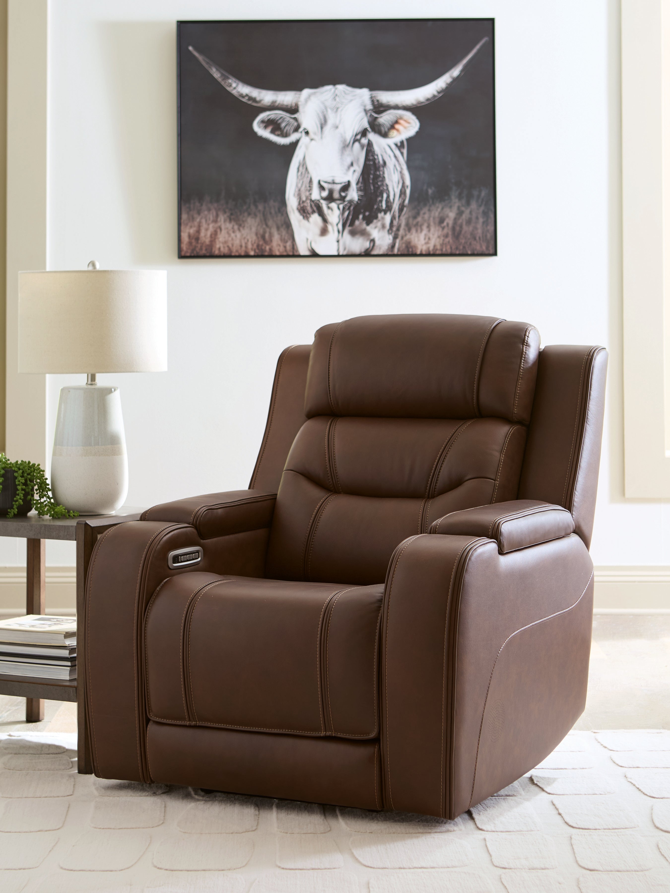 Hoover Furniture Outlet - Ashley Furniture - Knightington Power Recliner with Audio Seating - Power Recliner w/Audio Seating / Brown - PCU1160213A