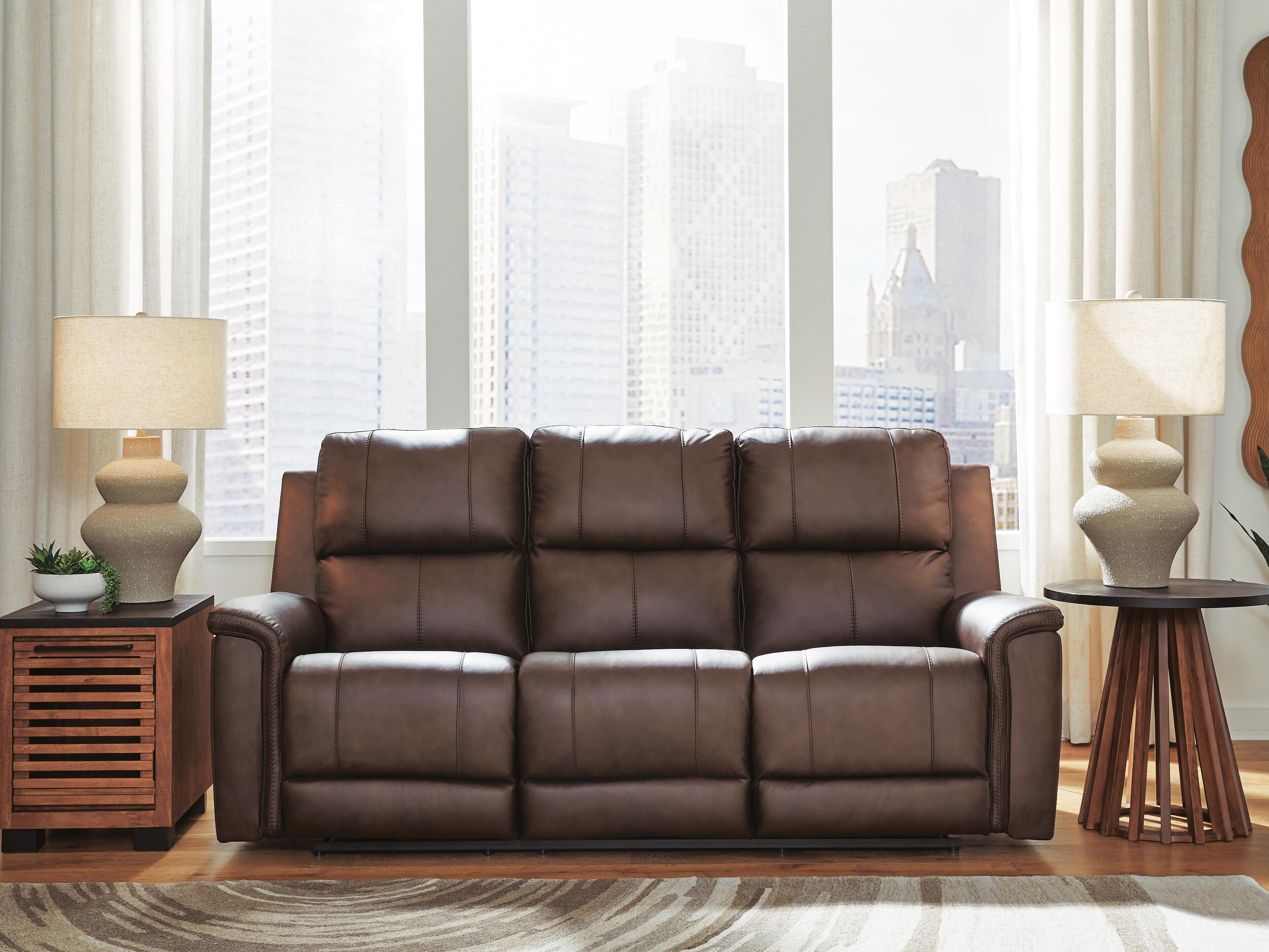 Hoover Furniture Outlet - Ashley Furniture - Bleckley Power Reclining Sofa - PWR REC Sofa with ADJ Headrest / Espresso - PCU1200115
