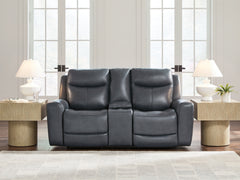Hoover Furniture Outlet - Ashley Furniture - Next Move Power Reclining Loveseat - PWR REC Loveseat/CON/ADJ HDRST / Admiral - PCU1210018