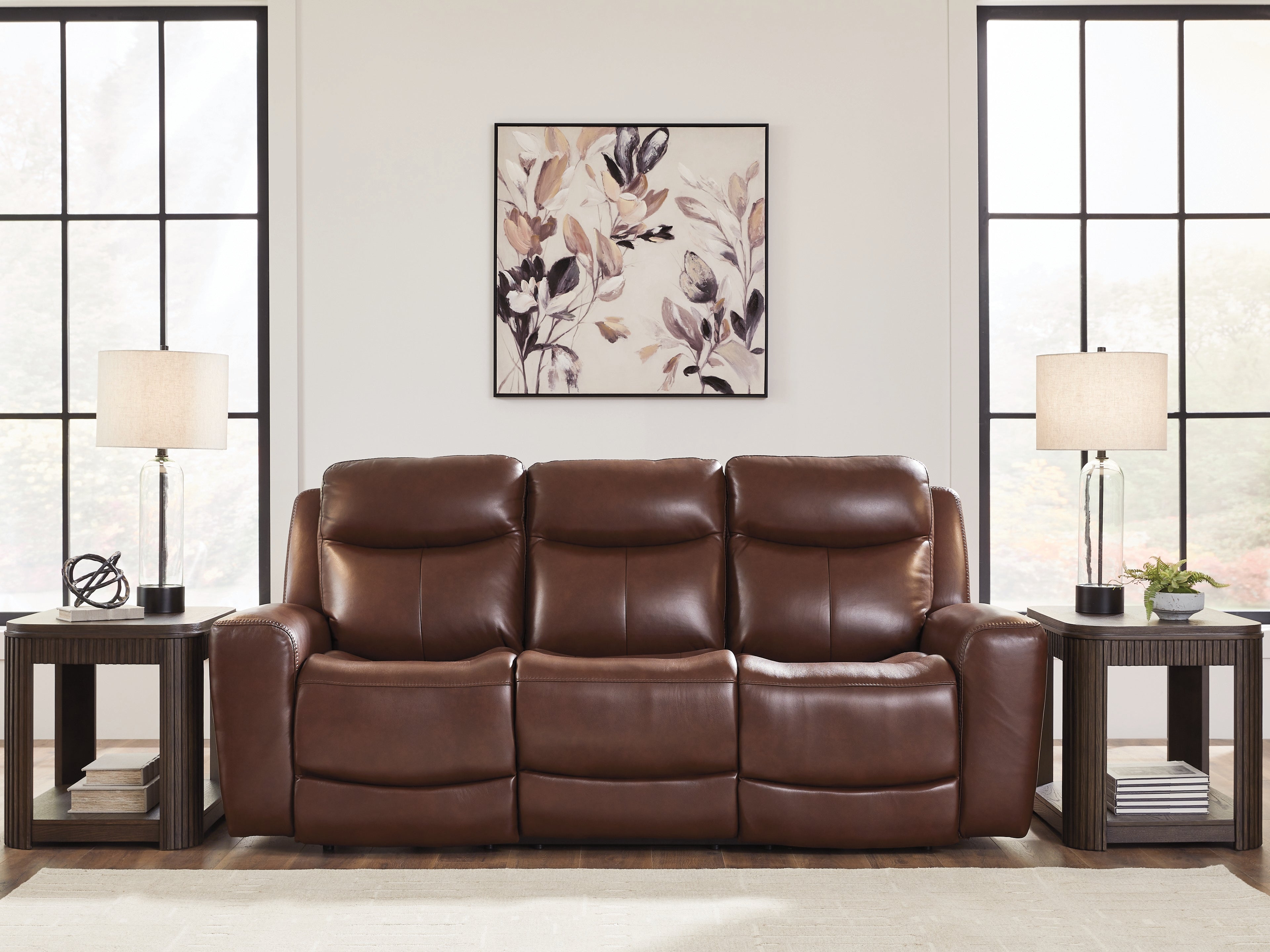Hoover Furniture Outlet - Ashley Furniture - Next Move Power Reclining Sofa - PWR REC Sofa with ADJ Headrest / Mahogany - PCU1210215