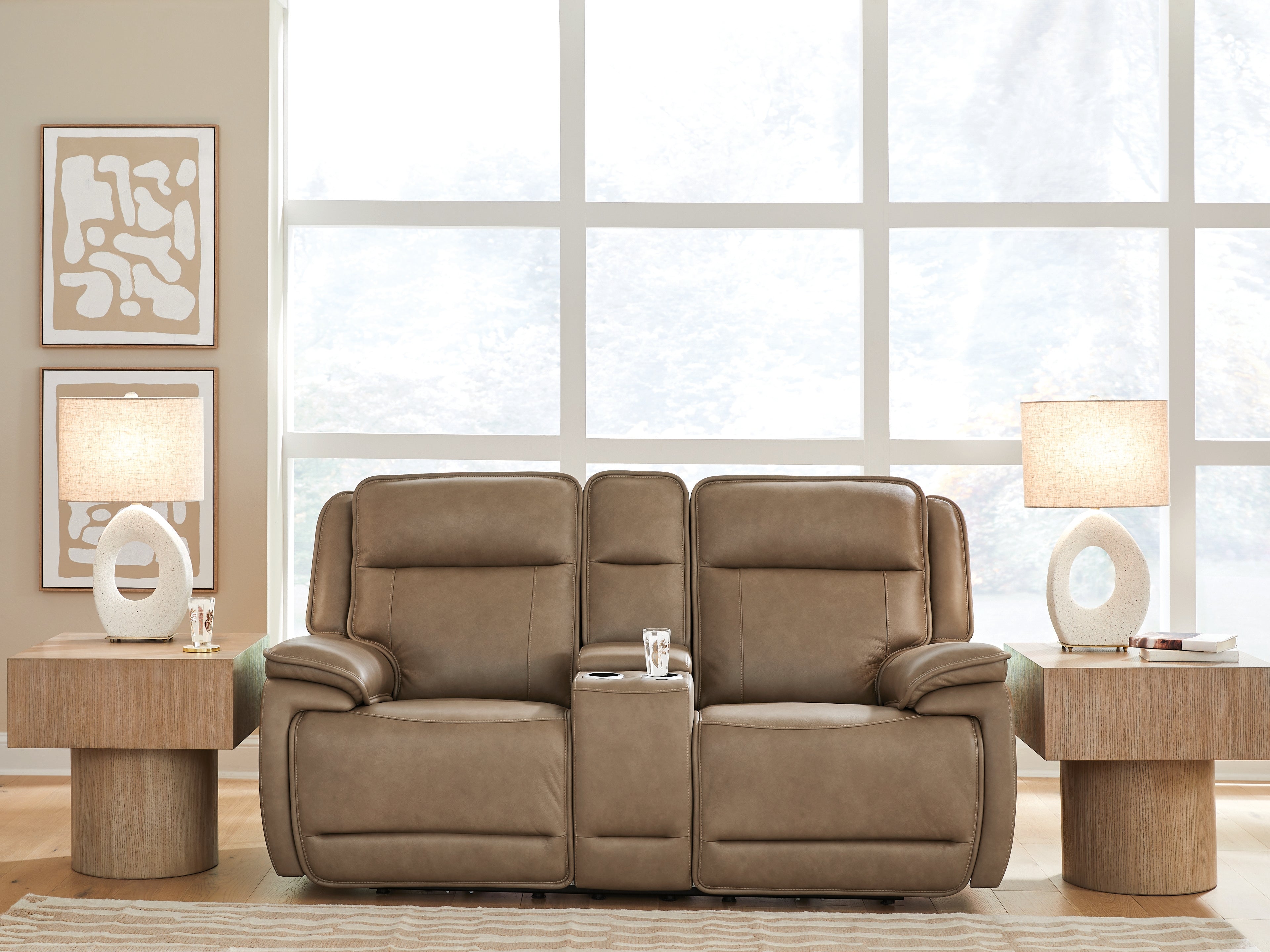 Hoover Furniture Outlet - Ashley Furniture - Glencroft Power Reclining Loveseat with Console - PWR REC Loveseat/CON/ADJ HDRST - PCU1240018