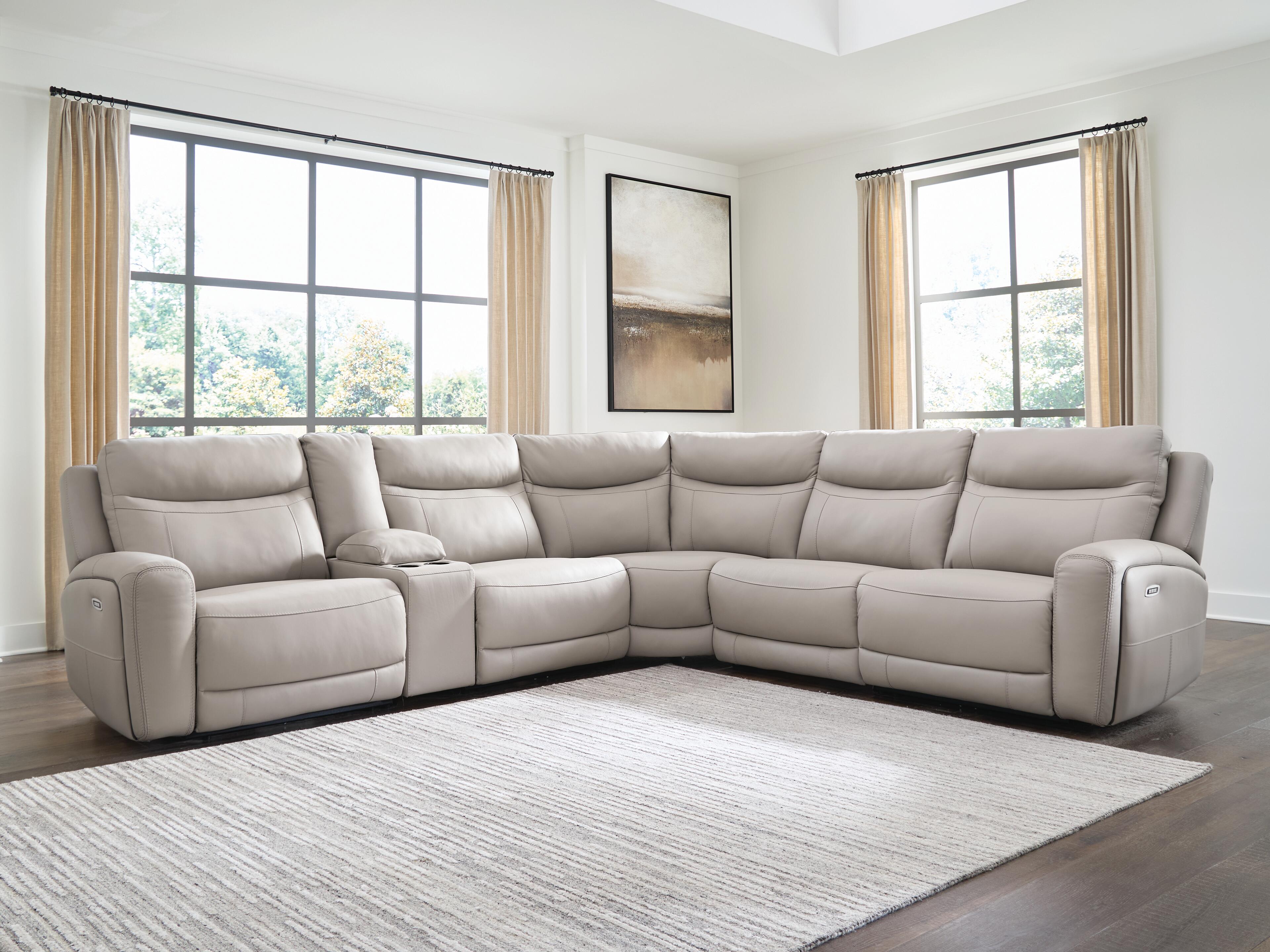 Hoover Furniture Outlet - Ashley Furniture - Gravier 6-Piece Power Reclining Sectional with Storage Console - 6-Piece Power Reclining Sectional with Storage Console - U13300S5