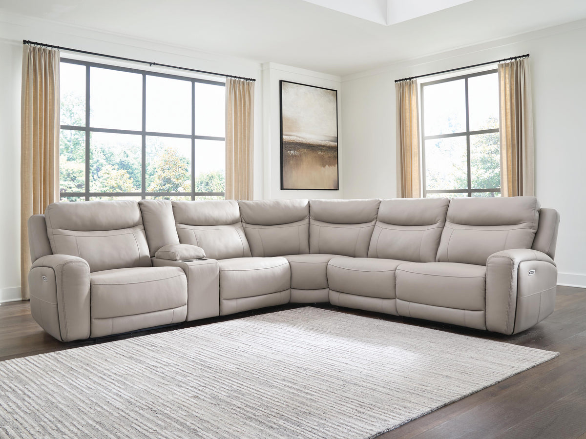 Hoover Furniture Outlet - Ashley Furniture - Gravier 6-Piece Power Reclining Sectional with Storage Console - 6-Piece Power Reclining Sectional with Storage Console - U13300S5