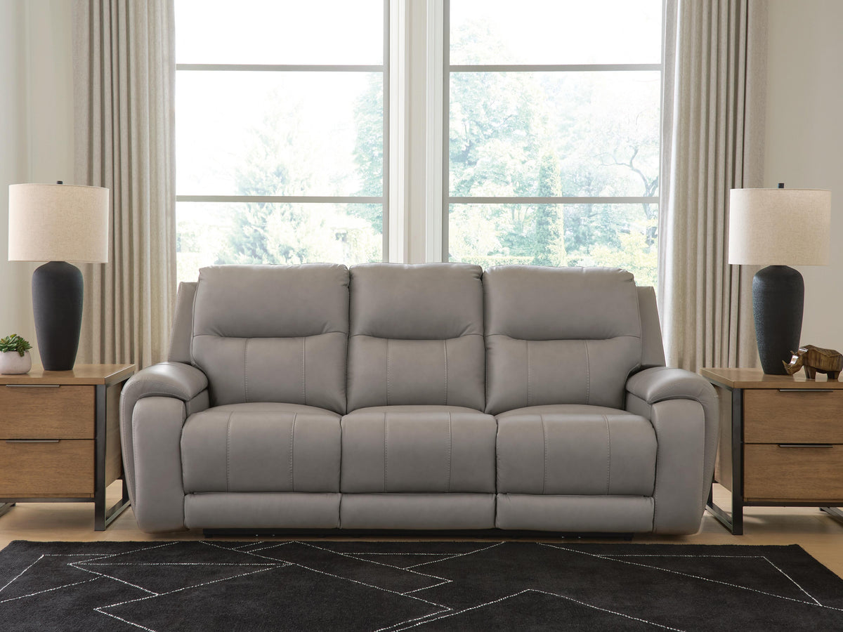 Hoover Furniture Outlet - Ashley Furniture - Real Moments Power Reclining Sofa with Audio Seating - PWR REC Sofa w/Audio Seating - PCU1370015A