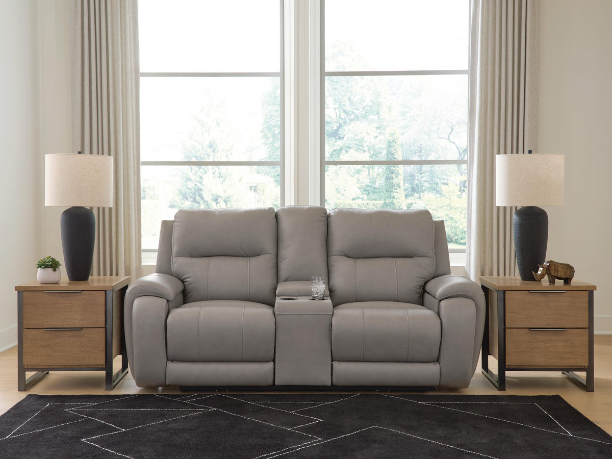 Hoover Furniture Outlet - Ashley Furniture - Real Moments Power Reclining Loveseat with Audio Seating - PWR REC Love w/Audio Seating - PCU1370018A