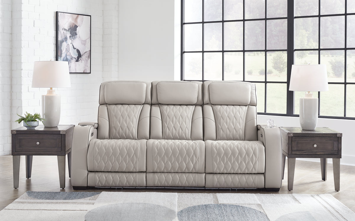 Hoover Furniture Outlet - Ashley Furniture - Boyington Power Reclining Sofa - PWR REC Sofa with ADJ Headrest / Gray - U2710515