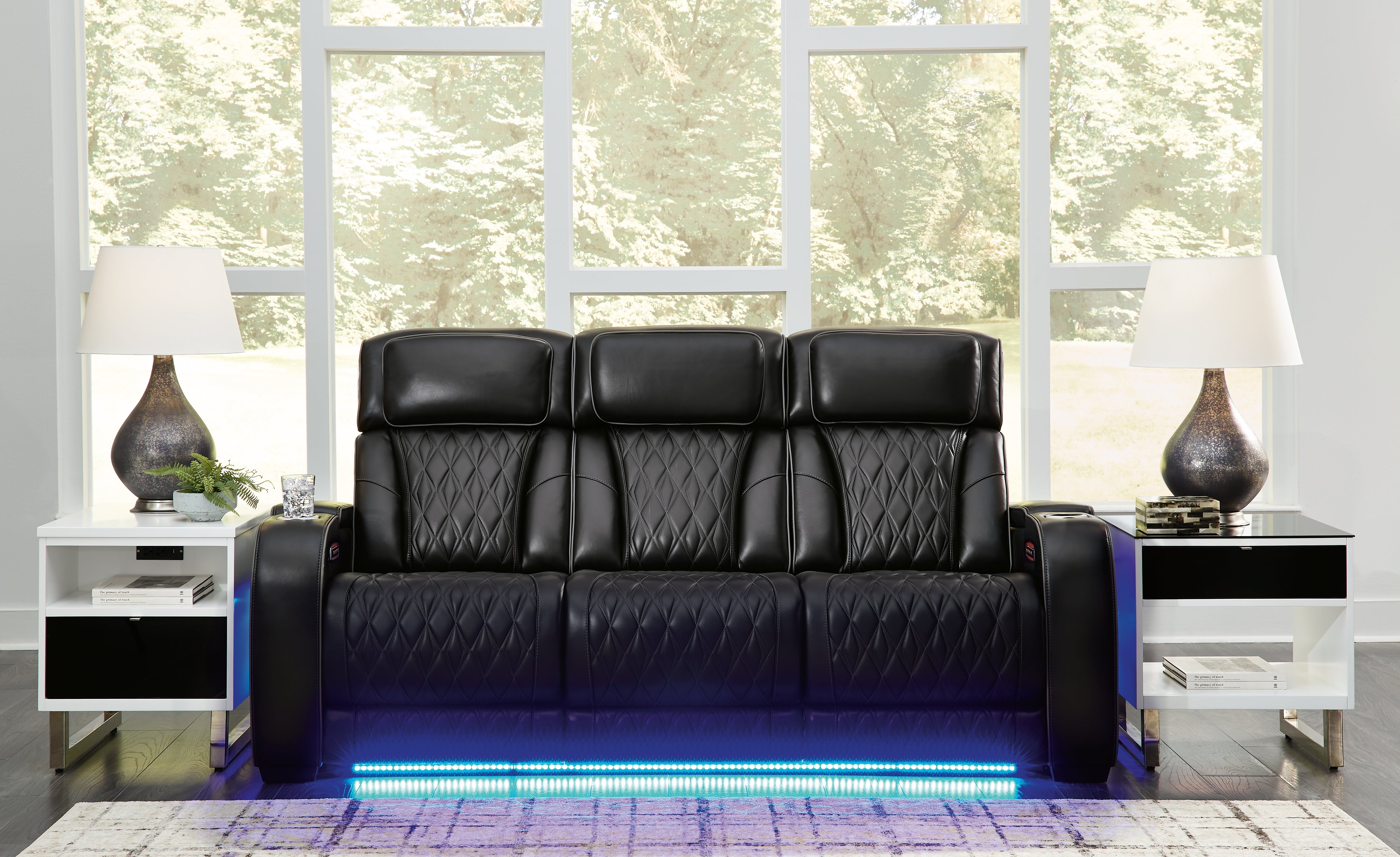 Hoover Furniture Outlet - Ashley Furniture - Boyington Power Reclining Sofa - PWR REC Sofa with ADJ Headrest / Black - U2710615