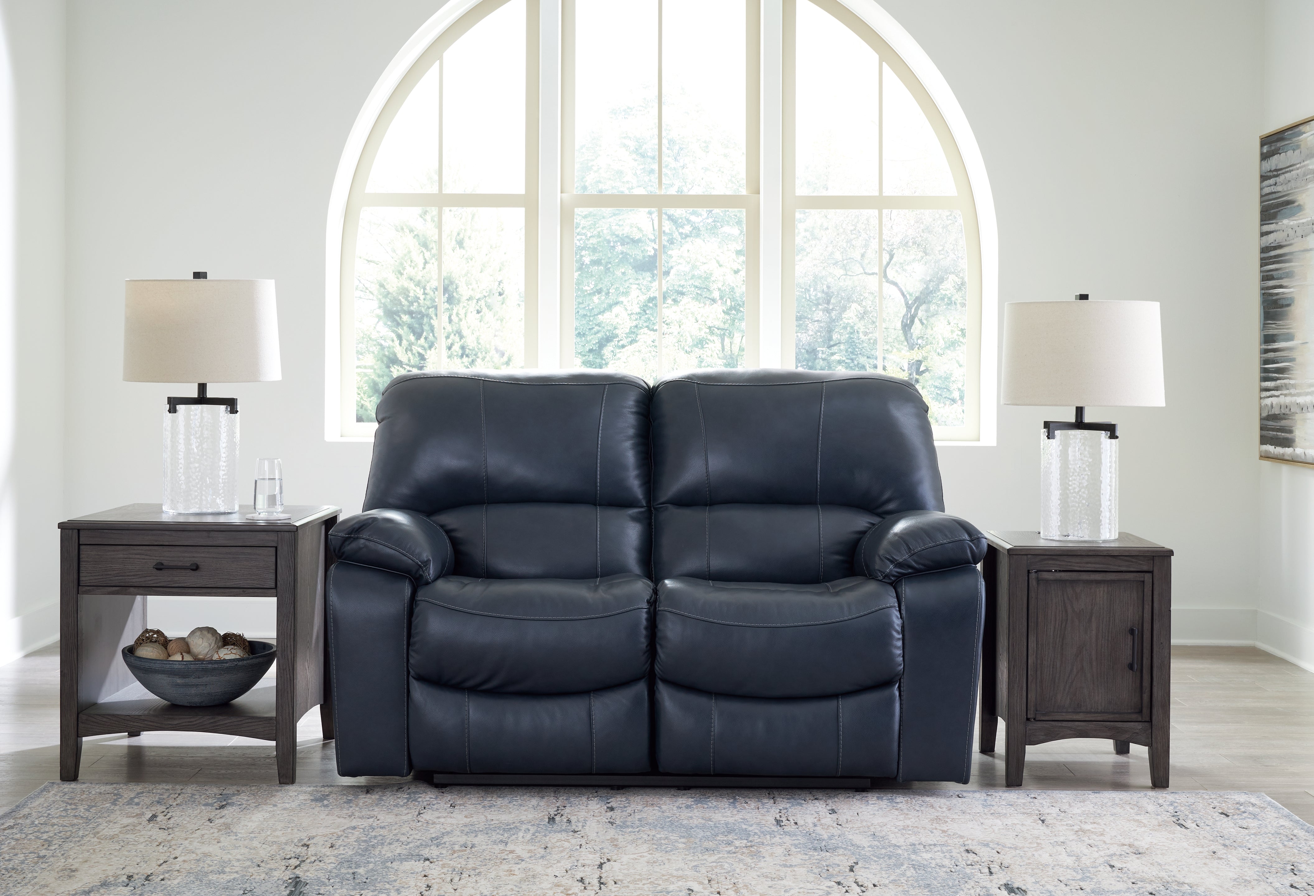 Hoover Furniture Outlet - Ashley Furniture - Leesworth Power Reclining Loveseat - Reclining Power Loveseat / Ocean - U4380974