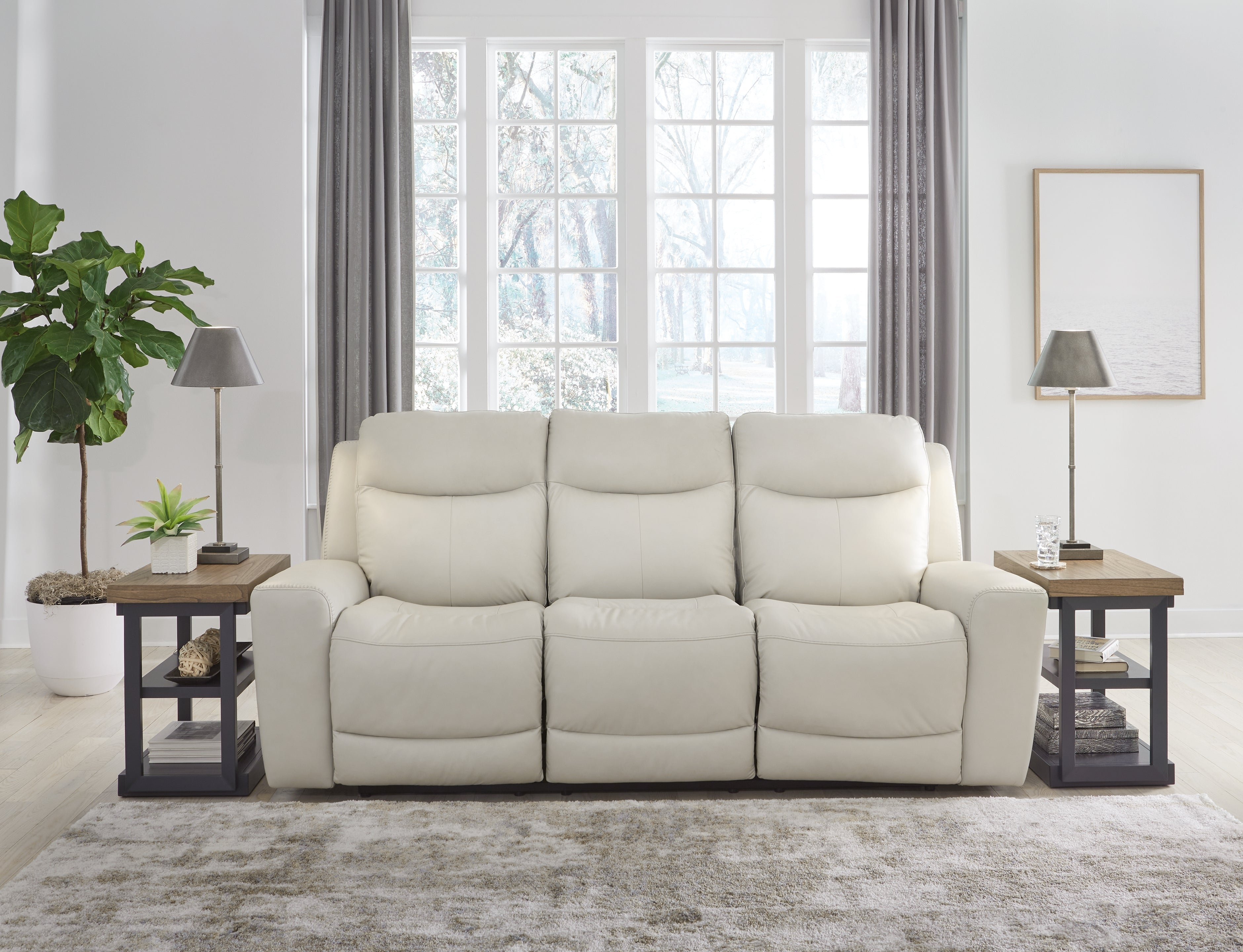 Hoover Furniture Outlet - Ashley Furniture - Mindanao Power Reclining Sofa - PWR REC Sofa with ADJ Headrest / Coconut - U5950515