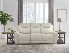 Hoover Furniture Outlet - Ashley Furniture - Mindanao Power Reclining Sofa - PWR REC Sofa with ADJ Headrest / Coconut - U5950515