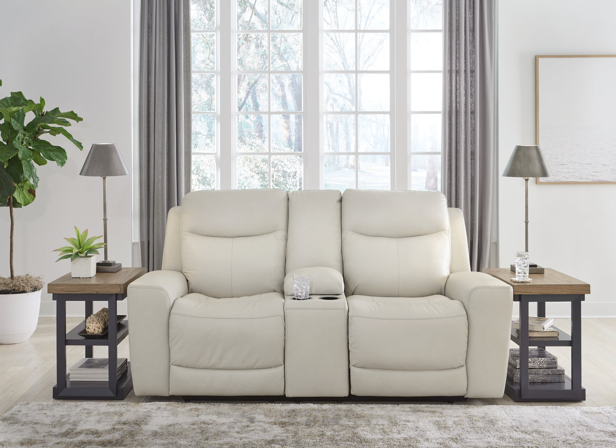 Hoover Furniture Outlet - Ashley Furniture - Mindanao Power Reclining Loveseat with Console - PWR REC Loveseat/CON/ADJ HDRST / Coconut - U5950518