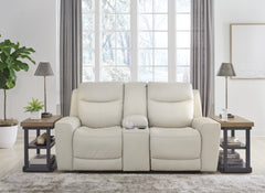 Hoover Furniture Outlet - Ashley Furniture - Mindanao Power Reclining Loveseat with Console - PWR REC Loveseat/CON/ADJ HDRST / Coconut - U5950518