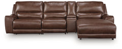 Hoover Furniture Outlet - Ashley Furniture - DeepWakes 4-Piece Reclining Sectional with Chaise and Storage Console - 4-Piece Reclining Sectional with Chaise and Storage Console - PCU62607S26