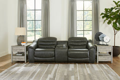 Hoover Furniture Outlet - Ashley Furniture - Center Line 3-Piece Power Reclining Loveseat with Console - 3-Piece Power Reclining Loveseat with Console / Dark Gray - U63404S2