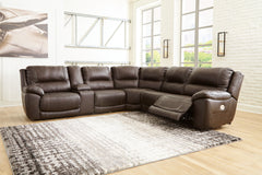 Hoover Furniture Outlet - Ashley Furniture - Dunleith 6-Piece Power Reclining Sectional - 6-Piece Power Reclining Sectional / Chocolate - U71604S2