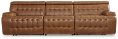 Hoover Furniture Outlet - Ashley Furniture - Temmpton 3-Piece Power Reclining Sectional Sofa - 3-Piece Power Reclining Sectional Sofa / Chocolate - U92708S3