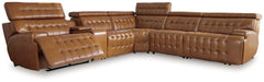 Hoover Furniture Outlet - Ashley Furniture - Temmpton 6-Piece Power Reclining Sectional - 6-Piece Power Reclining Sectional / Chocolate - U92708S5