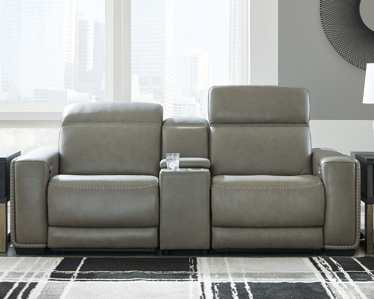 Hoover Furniture Outlet - Ashley Furniture - Correze 3-Piece Power Reclining Sectional Loveseat - 3-Piece Power Reclining Sectional Loveseat / Gray - U94202S3