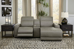 Hoover Furniture Outlet - Ashley Furniture - Correze 3-Piece Power Reclining Sectional with Chaise - 3-Piece Power Reclining Sectional with Chaise / Gray - U94202S11