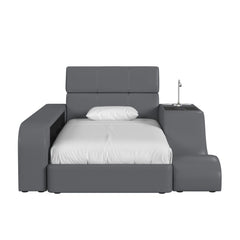 Valari Twin Transformer Bed with Electronic Features in Grey PU