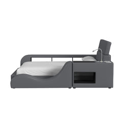 Valari Nightstand with Electronic Features in Grey PU