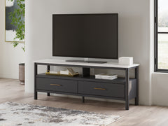 Hoover Furniture Outlet - Ashley Furniture - Cadmori 72" TV Stand - 72" / Black/White - W2616-68