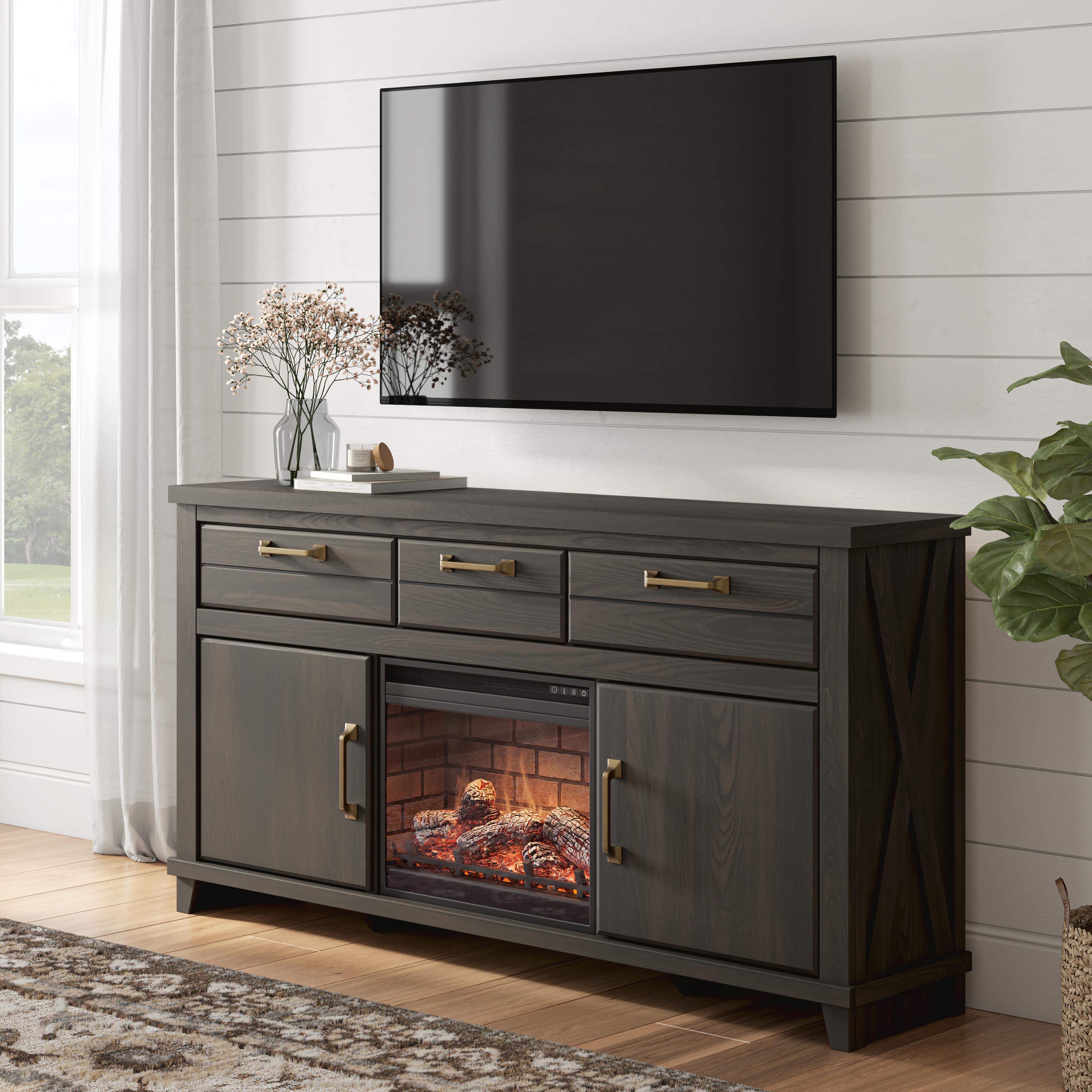 Hoover Furniture Outlet - Ashley Furniture - Brazen Valley 71" TV Stand with Electric Fireplace - 71" TV Stand with Electric Fireplace - W2648W2