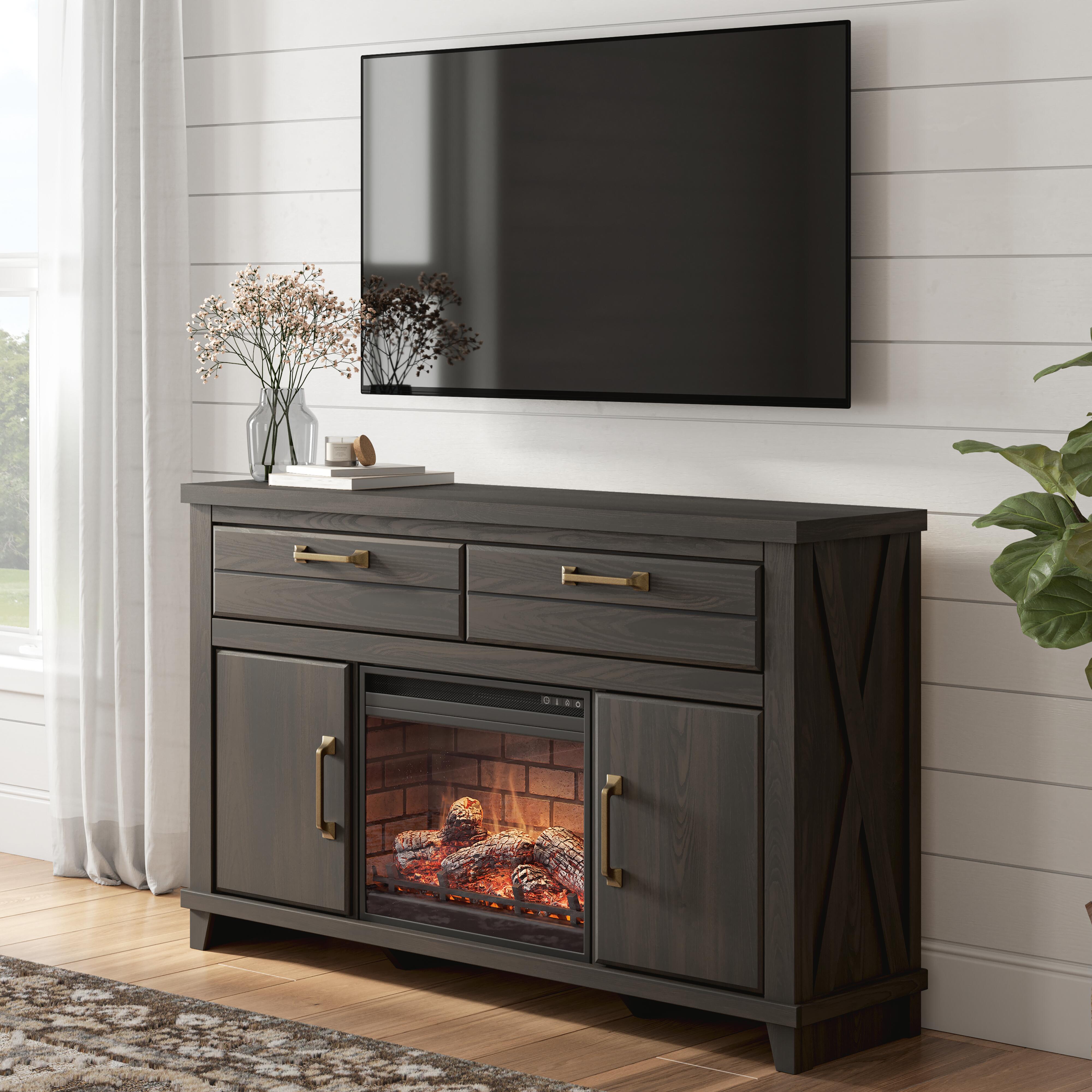 Hoover Furniture Outlet - Ashley Furniture - Brazen Valley 60" TV Stand with Electric Fireplace - 60" TV Stand with Electric Fireplace - W2648W4