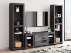 Hoover Furniture Outlet - Ashley Furniture - Cayberry 3-Piece Entertainment Center with Electric Fireplace - 3-Piece Entertainment Center with Electric Fireplace / Black - W2721W2